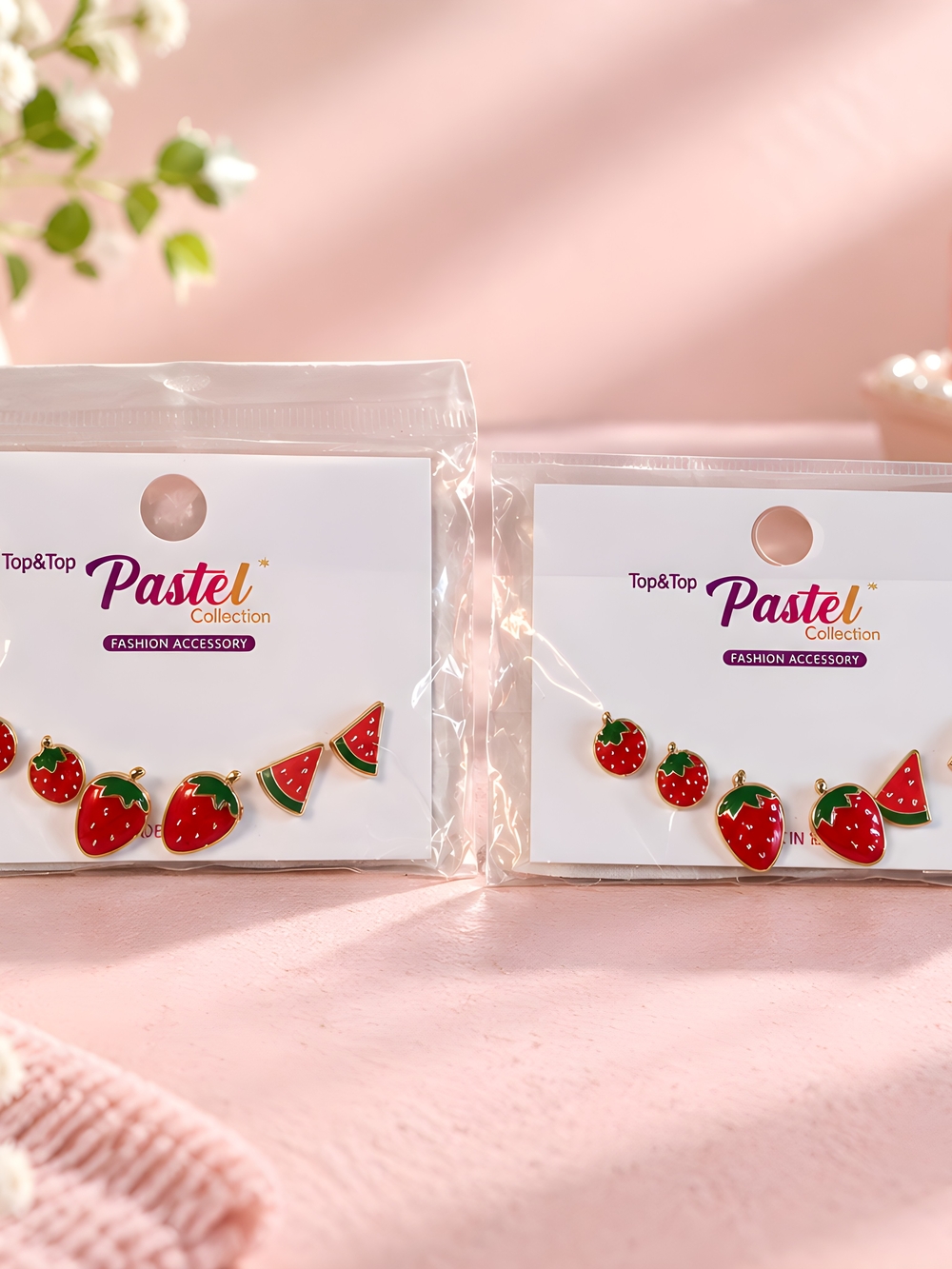 Strawberry & Watermelon Earrings/Set of 2/12 Pair (6 Gold, 6 Silver)